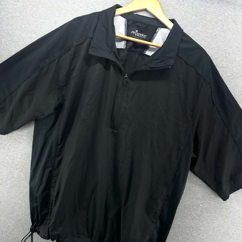 Pinseeker Performance Golf Short Sleeve 1/4 Zip Windbreaker Jacket Black Size L